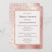 赤面ピンクグラムスパークル紙吹雪ブライダルシャワー 招待状 (正面/裏面)