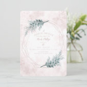 赤面ピンクグラム幾何学植物ブライダルシャワー 招待状 (スタンド正面)