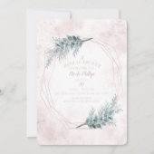 赤面ピンクグラム幾何学植物ブライダルシャワー 招待状 (正面)