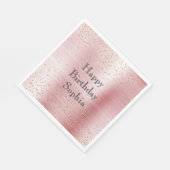 赤面ピンクグラム金ゴールドスパークル紙吹雪誕生日 スタンダードランチョンナプキン (角)