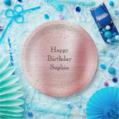 赤面ピンクグラム金ゴールドスパークル紙吹雪誕生日 ペーパープレート (パーティー)