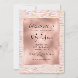 赤面ピンクグラム金ゴールドゼブラプリント 招待状