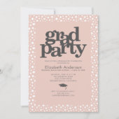 赤面ピンクグラードパーティーモダンはっきりしたタイポグラフィシック 招待状 (正面)