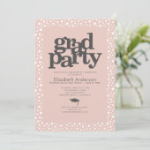 赤面ピンクグラードパーティーモダンはっきりしたタイポグラフィシック 招待状 (スタンド正面)