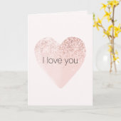 赤面ピンクグリジーグリッターハート水彩 カード