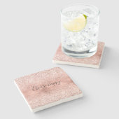 赤面ピンクグリジースパークルグリッター ストーンコースター (横)