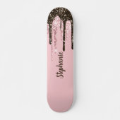 赤面ピンクグリッターガーリースパークルパーソナライズされた名 スケートボード (正面)