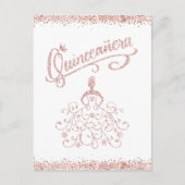 赤面ピンクグリッターキンセアニラ15クラウン招待状 インビテーションポストカード (正面)