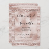 赤面ピンクグリッターグラムストライプズ 招待状 (正面/裏面)