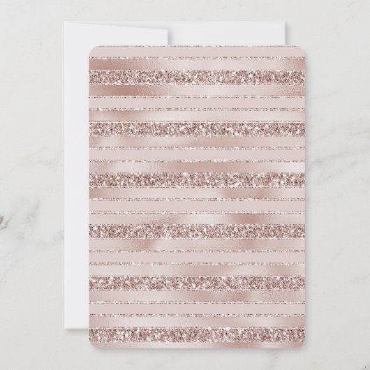 赤面ピンクグリッターグラムストライプズ 招待状 (裏面)