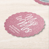 赤面ピンクグリッターグラム恋しく思トミセスブライダルシャワー ペーパーコースター (アングル)