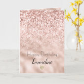 赤面ピンクグリッターグリッツィスパークル カード (黄色い花)