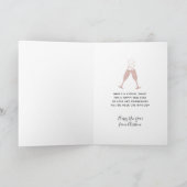 赤面ピンクグリッターシャンパントーストニューイヤー カード (内部)