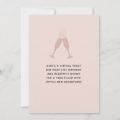 赤面ピンクグリッターシャンパン21stバースデーカード (裏面)