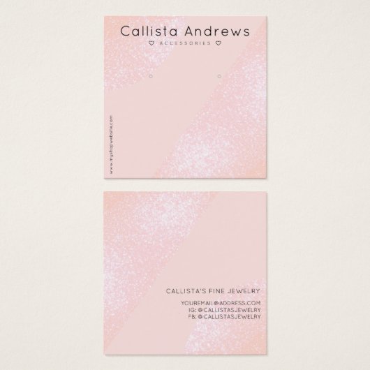 赤面ピンクグリッタージオハートイヤリングディスプレイ (正面&裏面)