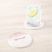 赤面ピンクグリッタースパークルホワイトヒョウ印刷 コースター (側面)