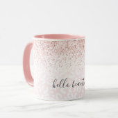 赤面ピンクグリッタースパークル白豹紋  マグカップ (正面左)