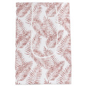 赤面ピンクグリッタートロピカル葉 ミディアムペーパーバッグ (裏面)