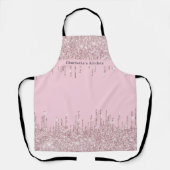 赤面ピンクグリッタードライガーリーモダン文字 エプロン (正面)