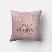赤面ピンクグリッタードリップスカスタムモノグラム名 クッション (裏面)