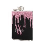 赤面ピンクグリッタードリップススパルクルモノグラムブラック フラスク (左)