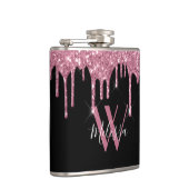赤面ピンクグリッタードリップススパルクルモノグラムブラック フラスク (右)