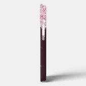 赤面ピンクグリッタードリップス花模様ブルゴーニュ名 Case-Mate iPhoneケース (裏面 / 左)