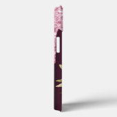 赤面ピンクグリッタードリップス花模様ブルゴーニュ名 Case-Mate iPhoneケース (裏面 / 右)