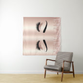 赤面ピンクグリッタードリップズアイブラッシュバラ金ゴールド タペストリー (インサイチュ(横))