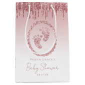 赤面ピンクグリッタードリップベビーシャワー抱き枕 ミディアムペーパーバッグ (正面)