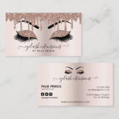 赤面ピンクグリッタードリップメイクアップアーティストラシスト 名刺 (正面/裏面)