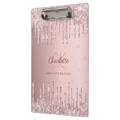 赤面ピンクグリッタードリップモノグラムスクリプト クリップボード (左)