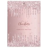 赤面ピンクグリッタードリップモノグラムスクリプト クリップボード (裏面)