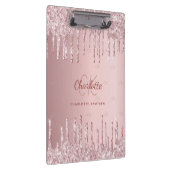 赤面ピンクグリッタードリップモノグラムスクリプト クリップボード (右)