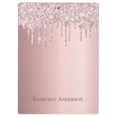 赤面ピンクグリッタードリップモノグラムモダン クリップボード (裏面)