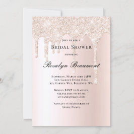 赤面ピンクグリッターバラシャンパンブライダルシャワー 招待状