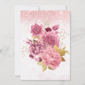 赤面ピンクグリッターブリデスメイドランチョン招待状 (裏面)