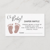 赤面ピンクグリッターベビー足おむつラッフル エンクロージャーカード (正面)