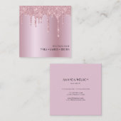 赤面ピンクグリッターメイクアップ爪、 ネイルまつ毛 スクエア名刺 (正面/裏面)