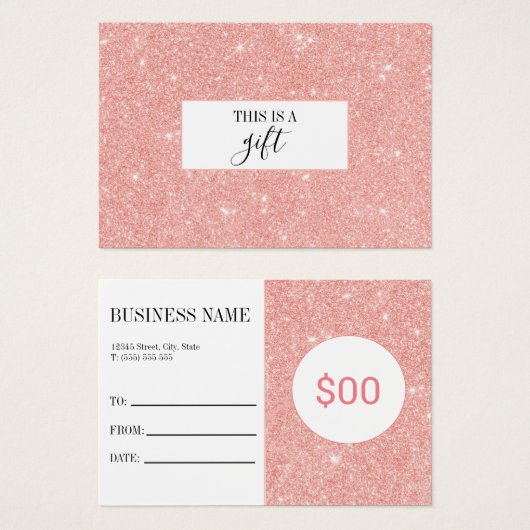 赤面ピンクグリッターメイクアーティストギフト券 (正面&裏面)