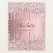 赤面ピンクグリッターモノグラム名luxury 2023 プランナー手帳 (正面)