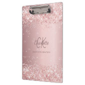 赤面ピンクグリッターモノグラム文字 クリップボード (左)