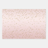 赤面ピンクグリッターラブ金ゴールド紙吹雪ハート ラッピングペーパーシート (正面)