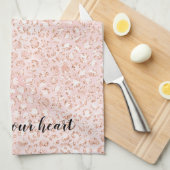 赤面ピンクグリッターレオパードプリント                キッチンタオル (四つ折り)