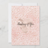 赤面ピンクグリッターレオパード印刷ハート カード (正面)