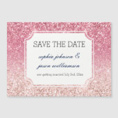 赤面ピンクグリッター保存日付 マグネット招待状 (正面)