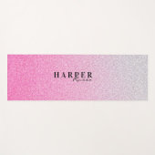 赤面ピンクグリッター個人標識 ヨガマット (正面(横))