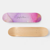 赤面ピンクグリッター名前をカスタムするスケートボード スケートボード (横)