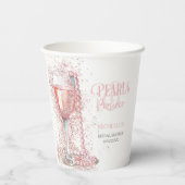 赤面ピンクグリッター真珠とプロセッコサンキュー 紙コップ (裏面)