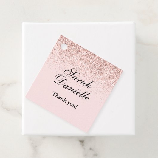 赤面ピンクグリッター紙吹雪パーティーの好意メッセージカード フェイバータグ (インサイチュ)